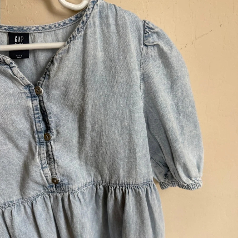 GAP Girls Dress Light Blue Casual Tiered Kids Denim Chambray Western Medium